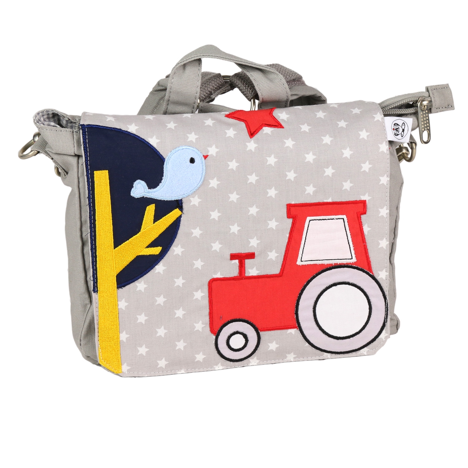 ★ AUSVERKAUFT!!! TRAKTOR: Kindergartentasche / Rucksack in Grau - personalisiert